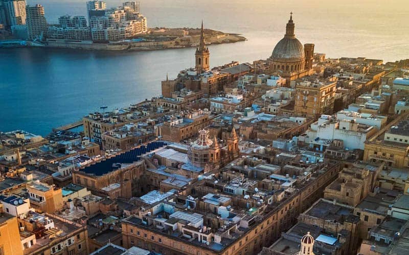Vista aérea de Valleta e seus pontos turísticos - Pontos Turísticos em Malta