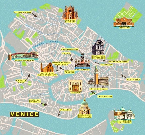 Mapa dos Pontos Turísticos de Veneza